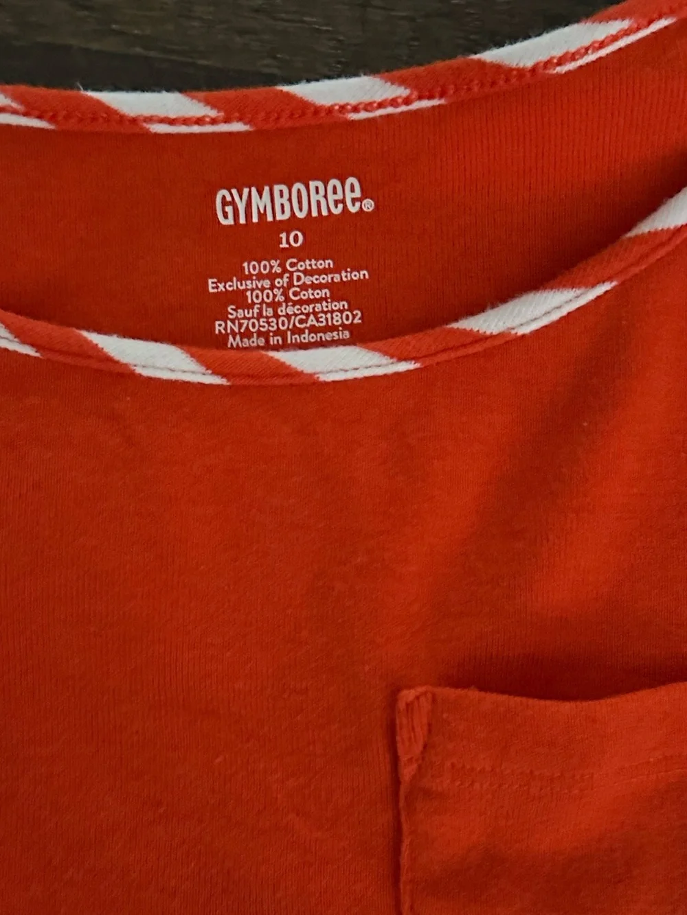 Gymboree Girl’s Solid orange Long Sleeve Tee with white and orange trim w/Pocket
